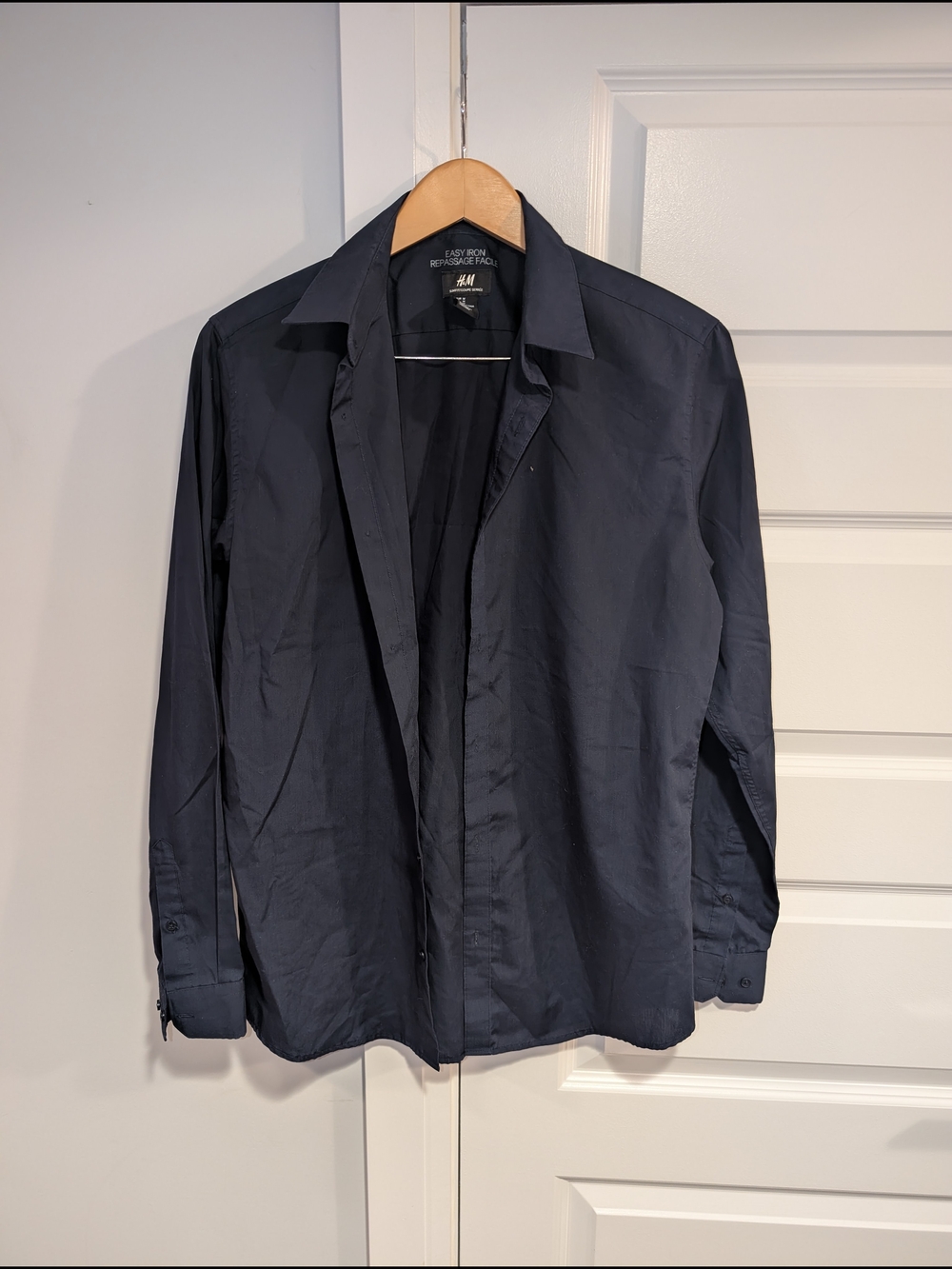 H&M Men's Navy Button-Up Dress Shirt